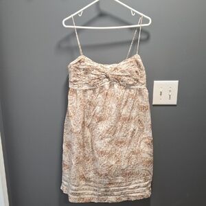 LOFT White and Brown Dress